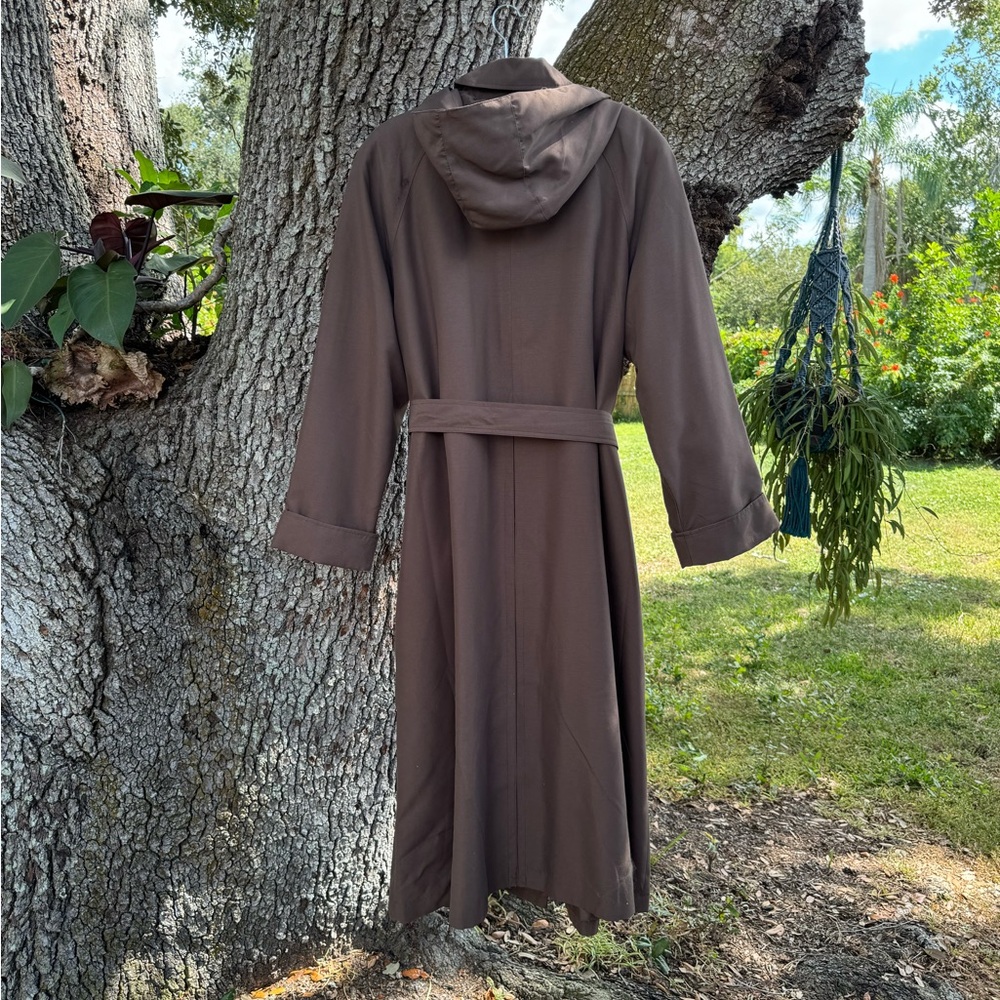 Size 20T Lane Bryant hooded maxi length Brown trench coat with removable lining. - Picture 2 of 8